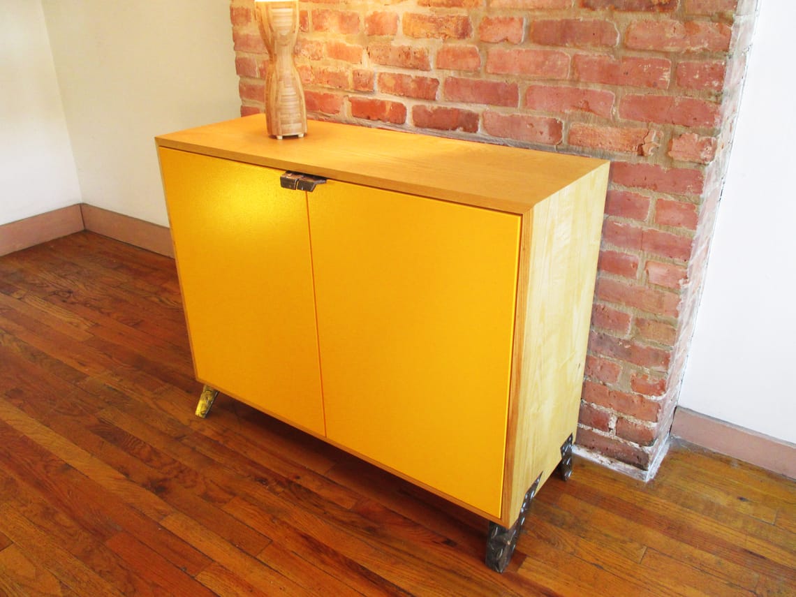 Ash Wood Credenza and Bamboo Lamp